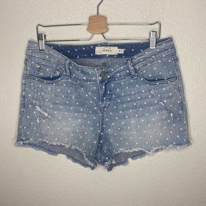 Torrid Polka Dot Denim Shorts Light Wash Summer Cut Off Denim Sz 14
